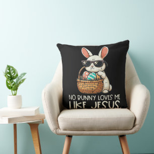 Cojín Decorativo Pascua Ningún conejo me ama como Jesús Cristiano