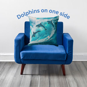 Cojín Decorativo Pasear por la ola, delfines
