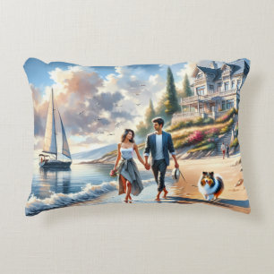 Cojín Decorativo Paseo al atardecer en cottage costero romántico
