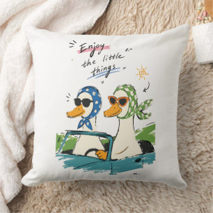 Cojín Decorativo Paseo de patos Disfruta de las pequeñas cosas Arte