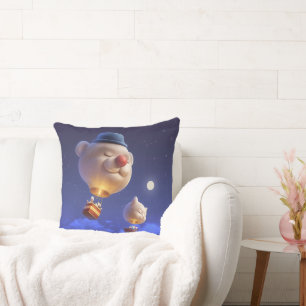 Cojín Decorativo Paseo en Globo Soñador: Bichon Sonriente en Globo