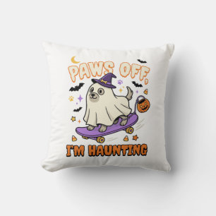 Cojín Decorativo Paseo en patineta espeluznante de perro de Hallowe