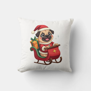 Cojín Decorativo Paseo en Trineo de Pug