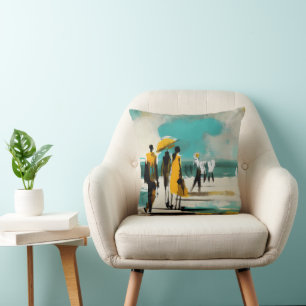 Cojín Decorativo Paseo iluminado por el sol: figuras abstractas en 