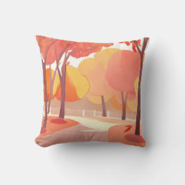 Cojín Decorativo Paseo por el follaje de otoño | Acuarela abstracta