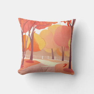 Cojín Decorativo Paseo por el follaje de otoño   Acuarela abstracta