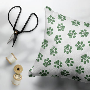 Cojín Decorativo Pasta de perro, garras de perro, patas verdes