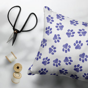Cojín Decorativo Pasta de perro, patas de perro, patas azules de la