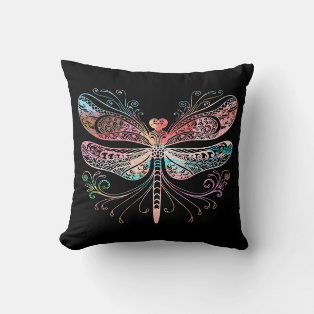 Cojín Decorativo Pastel Abstract Dragonfly Black (Anverso)