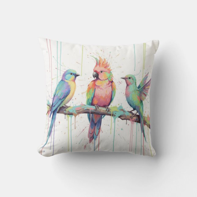Cojín Decorativo Pastel birds Throw Cushion (Anverso)