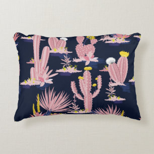 Cojín Decorativo Pastel Cactus de verano vintage de patrón sin sol