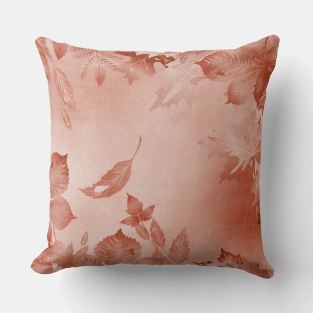 COJÍN DECORATIVO PASTEL CAE HOJAS ROJAS (Anverso)