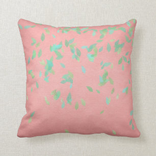 Cojín Decorativo Pastel coralino rosado de la verde menta de las