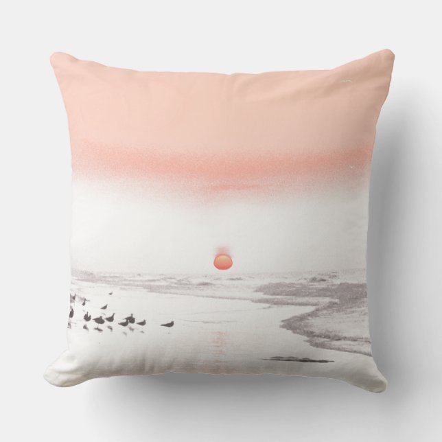 Cojín Decorativo Pastel de amanecer con gaviotas (Anverso)