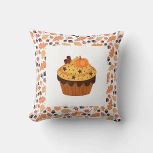 Cojín Decorativo Pastel de otoño con hojas de Naranja otoñal