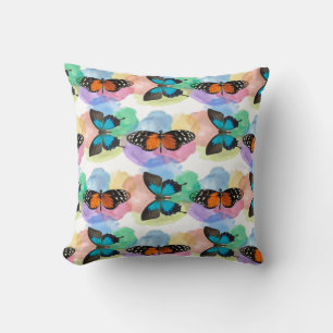 Cojín Decorativo Pastel de patrón de mariposa colorida