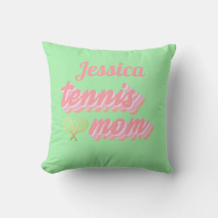 Cojín Decorativo Pastel de raquetas de texto de mamá de tenis retro