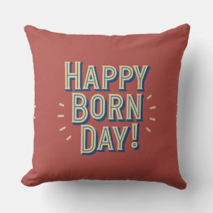 Cojín Decorativo Pastel del Día del Nacido Feliz