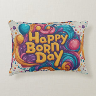 Cojín Decorativo Pastel del Día del Nacido Feliz