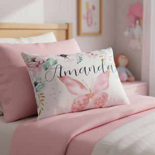 Cojín Decorativo Pastel floral y mariposa personalizado