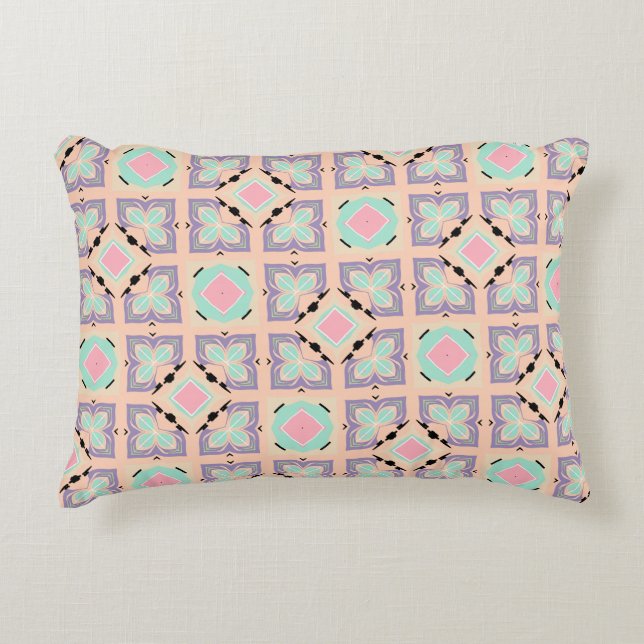 Cojín Decorativo Pastel Geometric Tile Pattern | Pink Mint Purple  (Anverso)