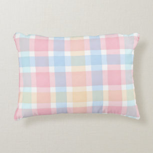 Cojín Decorativo Pastel Gingham – Suave Patrón de Acuarela
