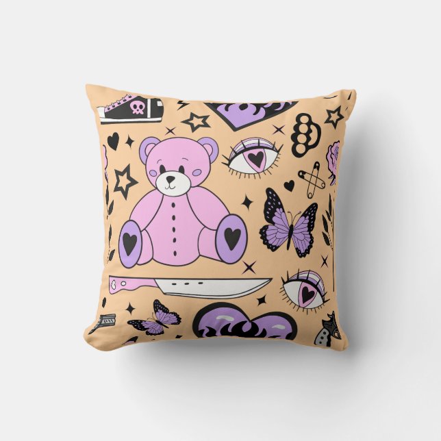 Cojín Decorativo "Pastel Goth Teddy Bear (Anverso)