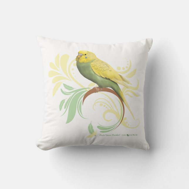 Cojín Decorativo Pastel Green Parakeet (Anverso)