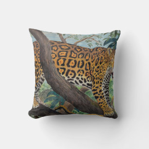 Cojín Decorativo Pastel jaguar: dibujo de la jungla.