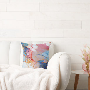 Cojín Decorativo Pastel Mármol con Elegancia Dorada