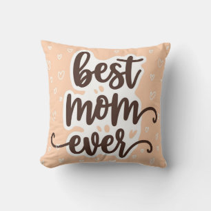 Cojín Decorativo Pastel Naranja Mejor Mamá Guión Corazones