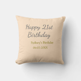 Cojín Decorativo Pastel orange gray happy 21st birthday name date