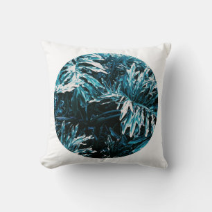 Cojín Decorativo Pastel Pale Green Plant Leaf White Circle Cushion