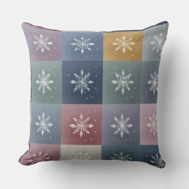 Cojín Decorativo Pastel Patchwork Snowflake Floral Throw Pillow (Anverso)