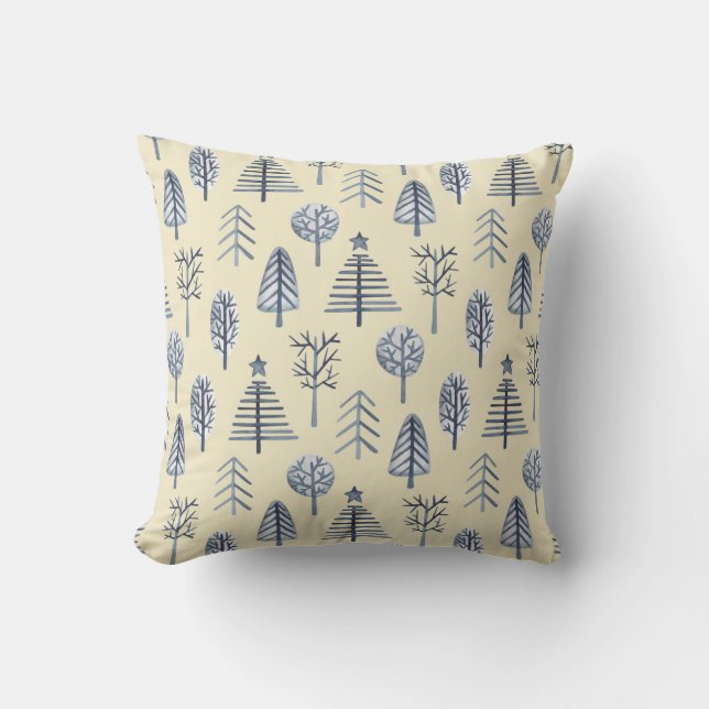 Cojín Decorativo Pastel patrón de árboles de Navidad (Anverso)