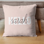 Cojín Decorativo Pastel Pink Hello Y You Name Moderno<br><div class="desc">Pastel Pink Hello Y You Name Moderno</div>