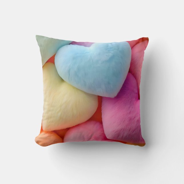 Cojín decorativo Pastel Plush Hearts (Anverso)