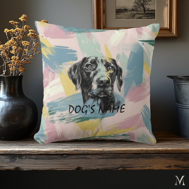 Cojín Decorativo Pastel Pointer Portrait – Modern Abstract Art (Subido por el creador)