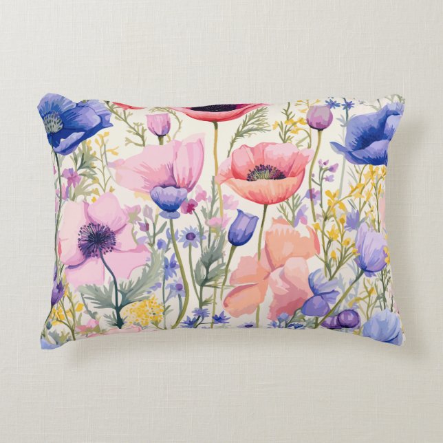 Cojín Decorativo Pastel Poppies Bloom Accent Pillow (Anverso)