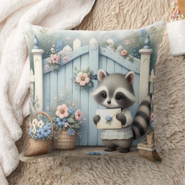 Cojín Decorativo Pastel Raccoon Letter Garden (Manta)