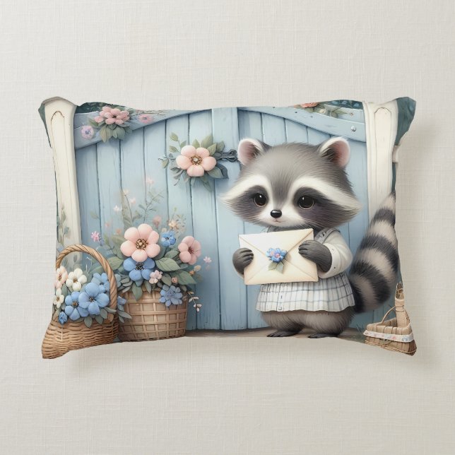 Cojín Decorativo Pastel Raccoon Letter Garden (Anverso)