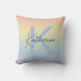 Cojín Decorativo Pastel Rainbow Gradient Monogram