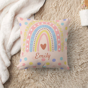 Cojín Decorativo Pastel Rainbow Polka Dot School, tacto de vuelta a