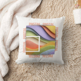 Cojín Decorativo Pastel Rainbow Waves Art Throw Pillow