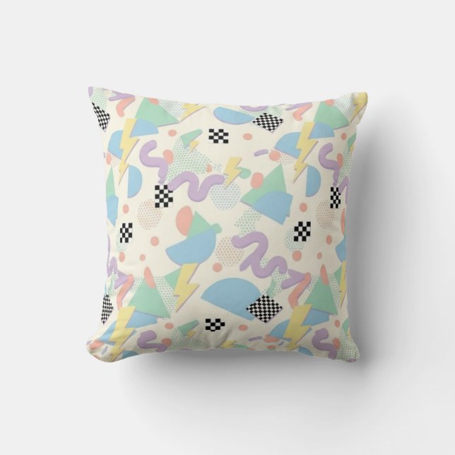 Cojín Decorativo Pastel Retro Memphis Pattern Swirls (Anverso)
