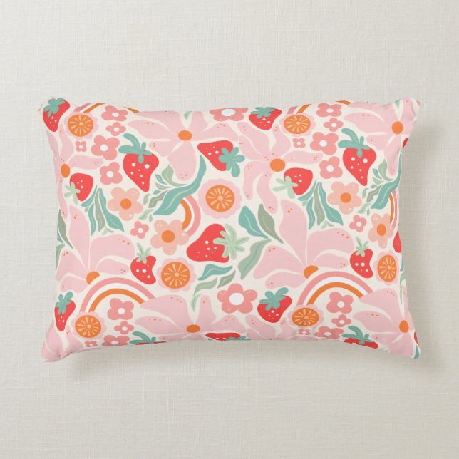 Cojín Decorativo Pastel retro strawberry  (Anverso)