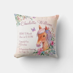 Cojín Decorativo Pastel rosa bebé caballo pony bebé estadísticas de
