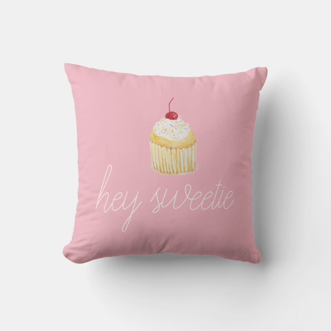 Cojín Decorativo Pastel rosa Hey Sweetis Personalize Pillow (Anverso)