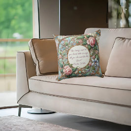 Cojín Decorativo Pastel Rosa Jardín Personalizable Biblia Verse