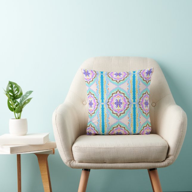 Cojín Decorativo Pastel Sueño Boho Geométrico Caleidoscopio (Silla)